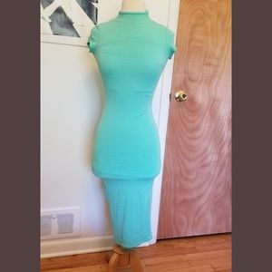 Unique Vintage knit 60s wiggle dress in mint